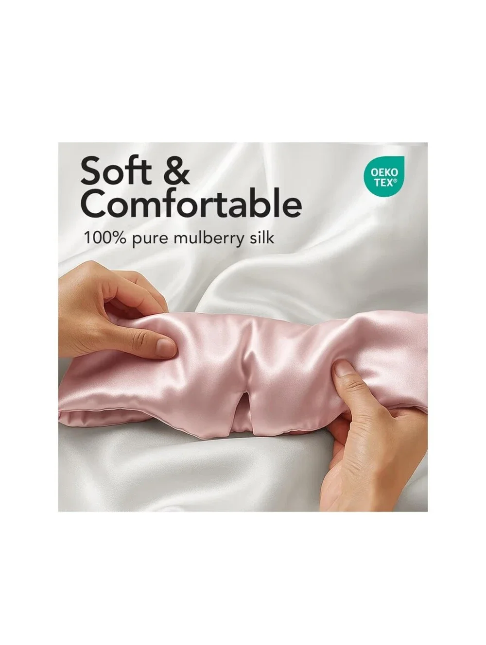 Litbear NWT 100% Mulberry Silk Eye Mask For Side Sleepers Blackout In Pink